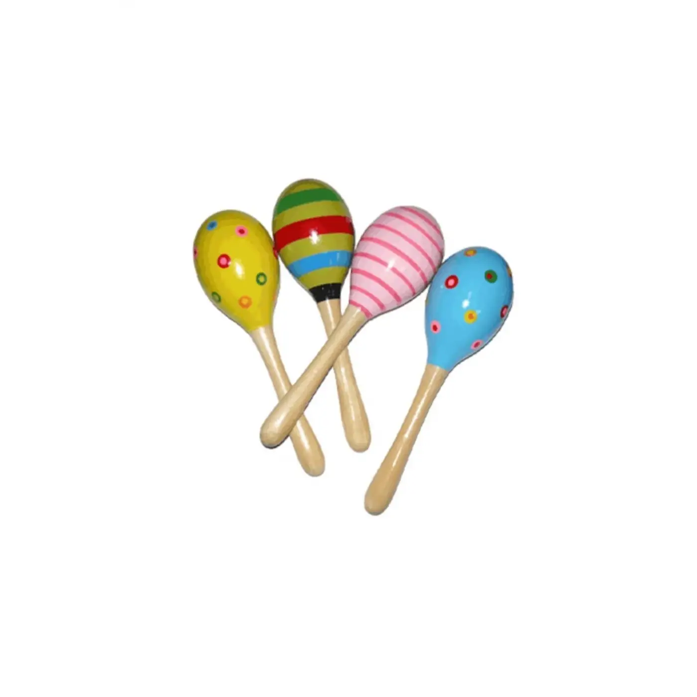 Renkli Ahşap Marakas Boncuklu Ritim Çıngırağı Çocuklar İçin Eğitici ve Eğlenceli Müzik Aleti (7 Adet)