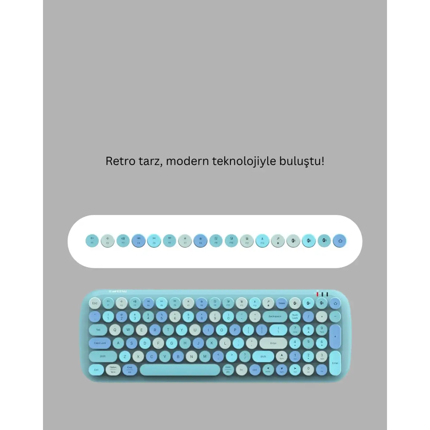 Retro Tarz Kablosuz Klavye Mouse Seti – 104 Tuşlu, Ergonomik Tasarım