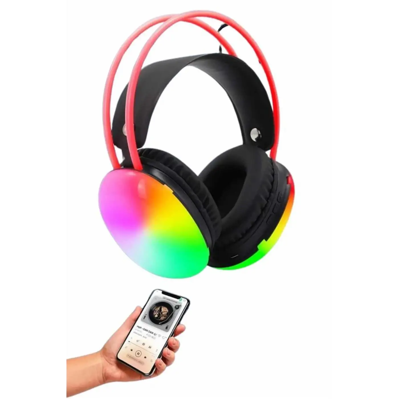 RGB Işıklı Yüksek Ses Kaliteli Kablosuz Kulak Üstü Bluetooth Kulaklık