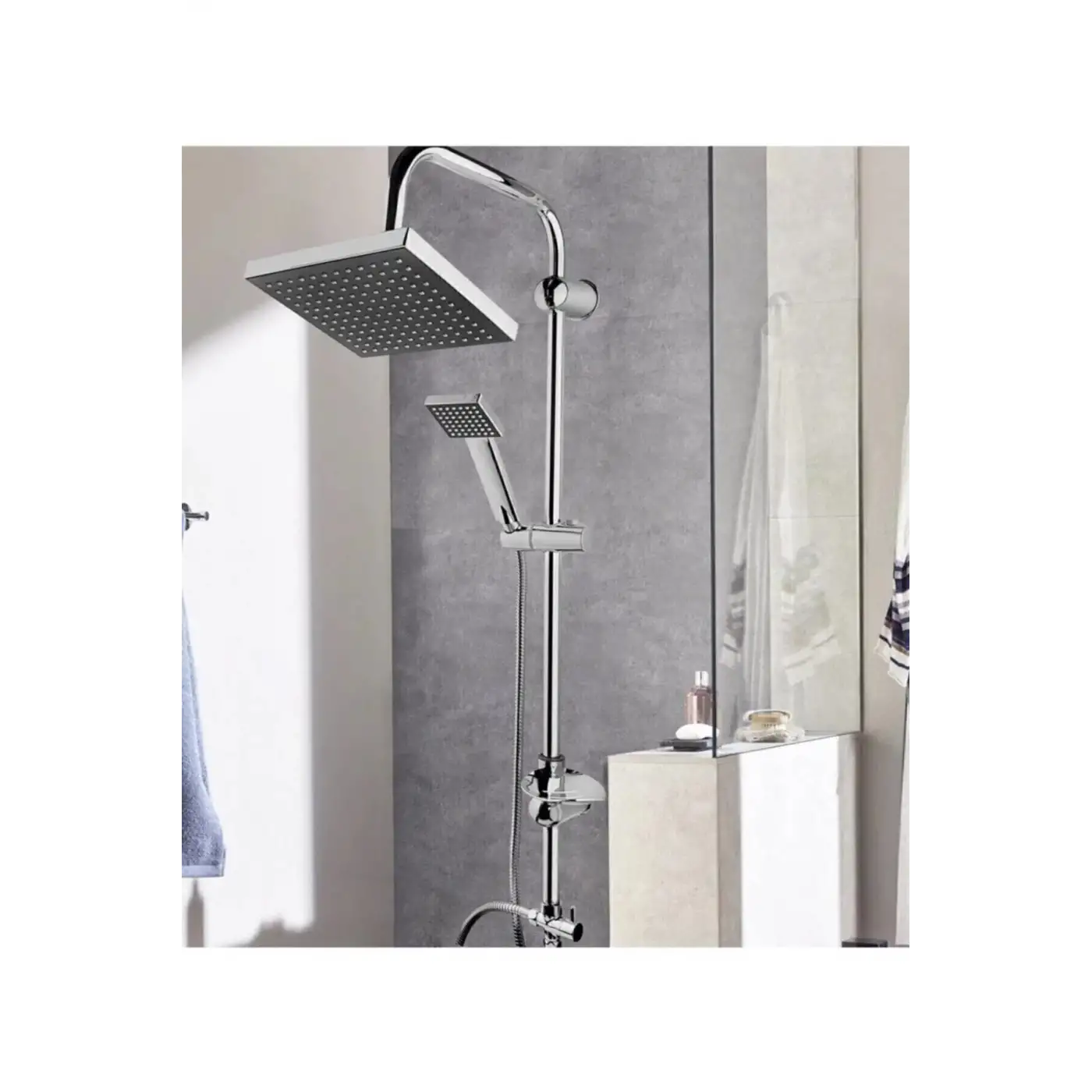 Epilons Robot Tepe Duş Sistemi Yağmurlama Duş Seti Krom Siyah Kare