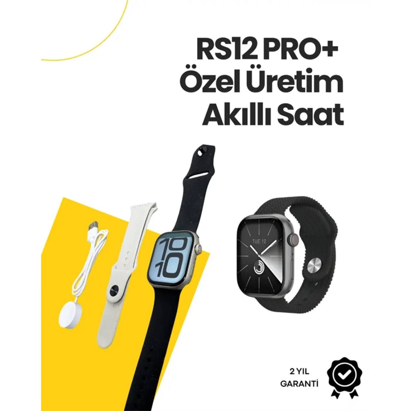 RS12 PRO+ 2025 Serisi Özel Üretim Full Ekranlı Akıllı Saat – Nabız ve Uyku Takibi, Bluetooth Arama, Garantili, Güçlü Batarya