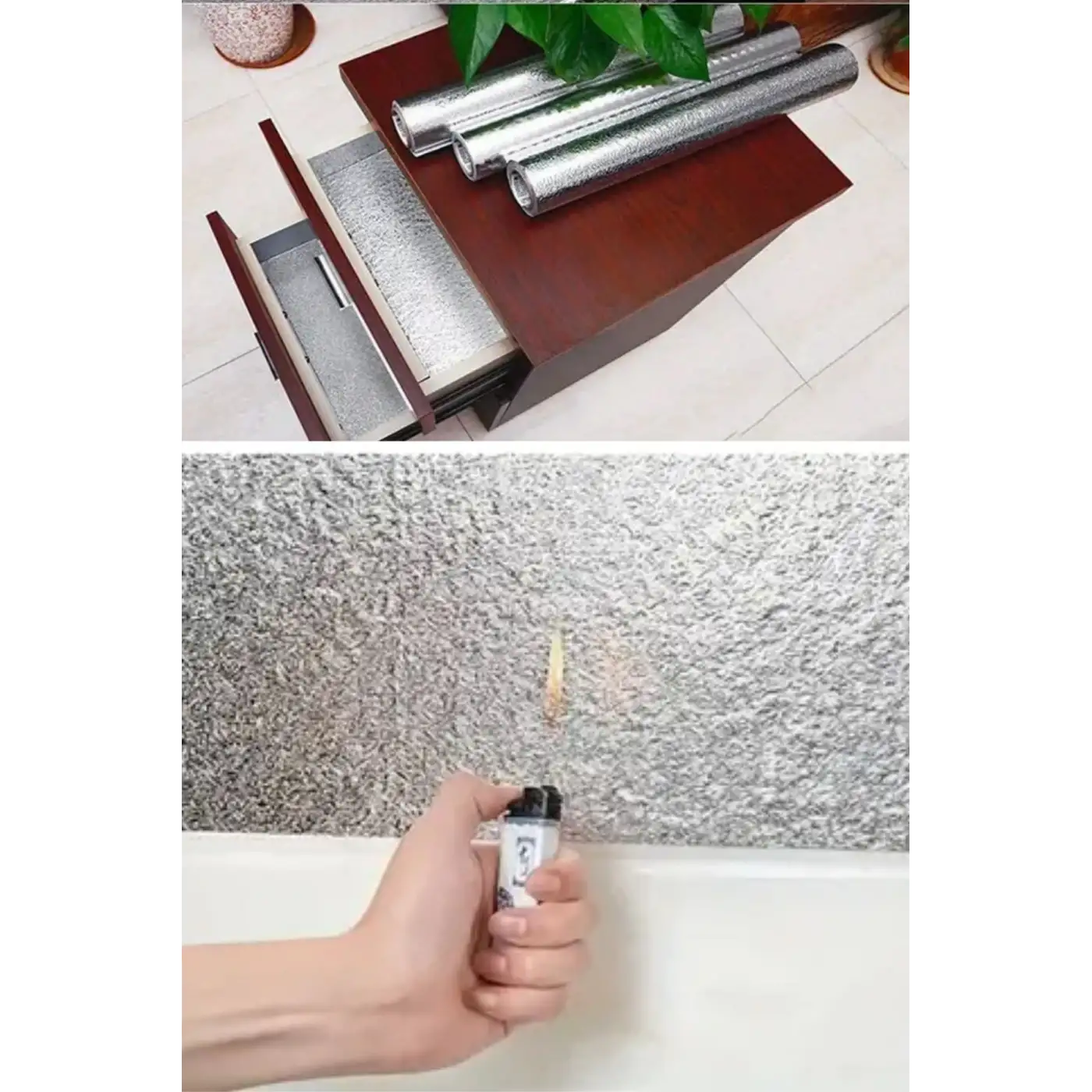 Rulo Gümüş Alüminyum Folyo Duvar Kağıdı, Kendinden Yapışkanlı Raf İçi, Su Geçirmez Folyo  2 Mt X 60 Cm