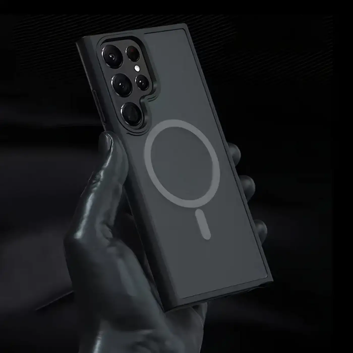 Samsung S23 Ultra – Kılıf Metal Tuşlu Sert PC Arka Yüzey Wireless Şarj Özellikli Flet Magsafe Kılıf