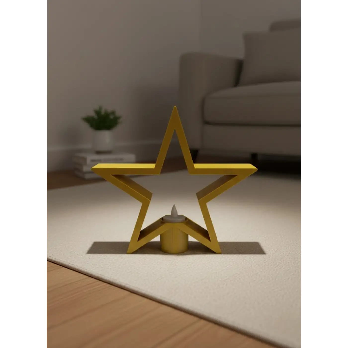 Sarı Yıldız Mumluk Modern Salon ve Raf Dekoru