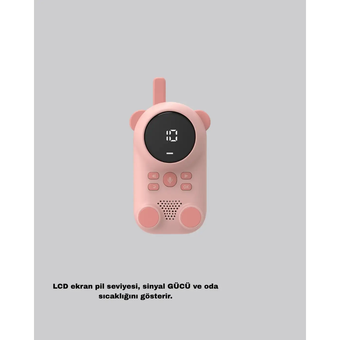 Şarjlı Bebek Telsizi Uzun Mesafe 22 Kanal LCD Ekran VOX Modu 400 mAh