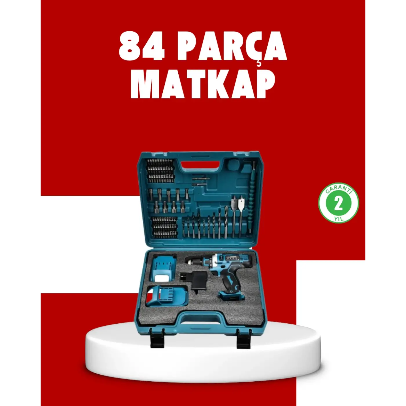 Şarjlı Matkap Seti Çift Akülü Zengin Uçlu ve Çantalı