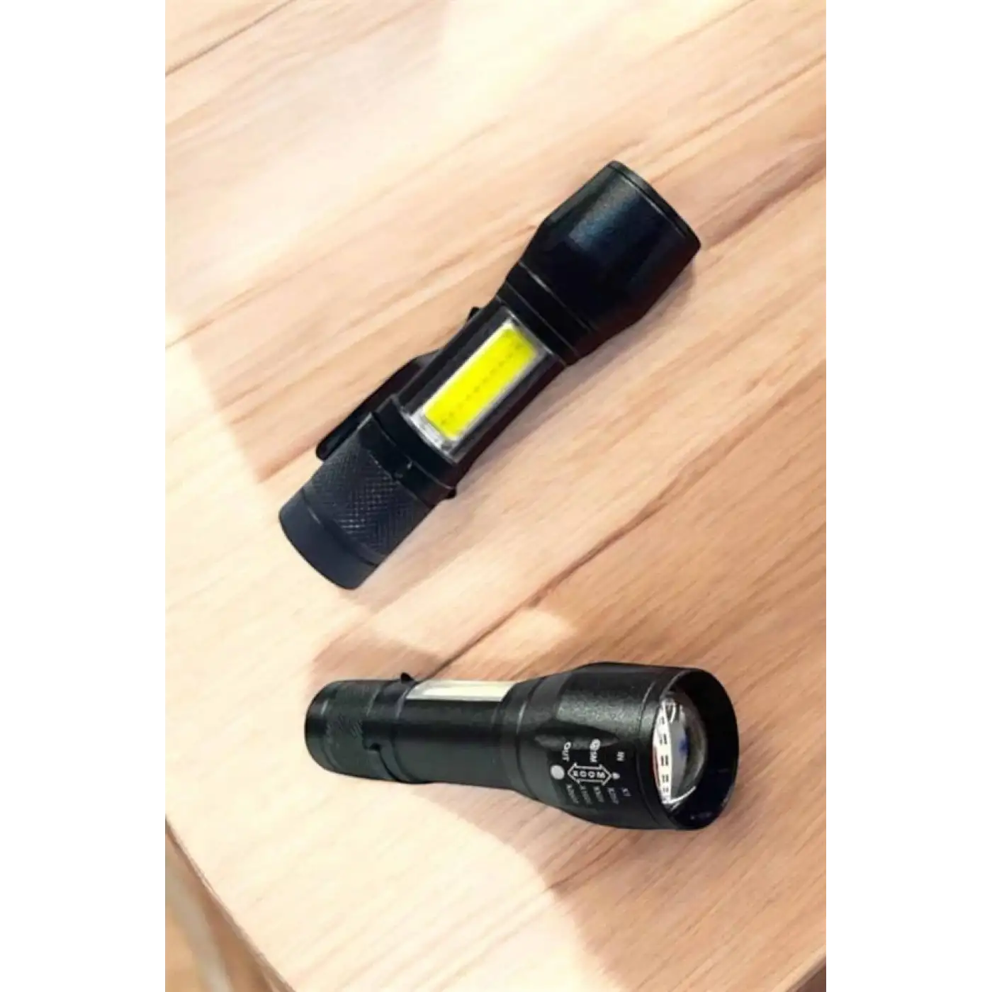 Şarjlı Metal Zoomlu El Feneri Işıldak Led Işık Taşınabilir El Lambası