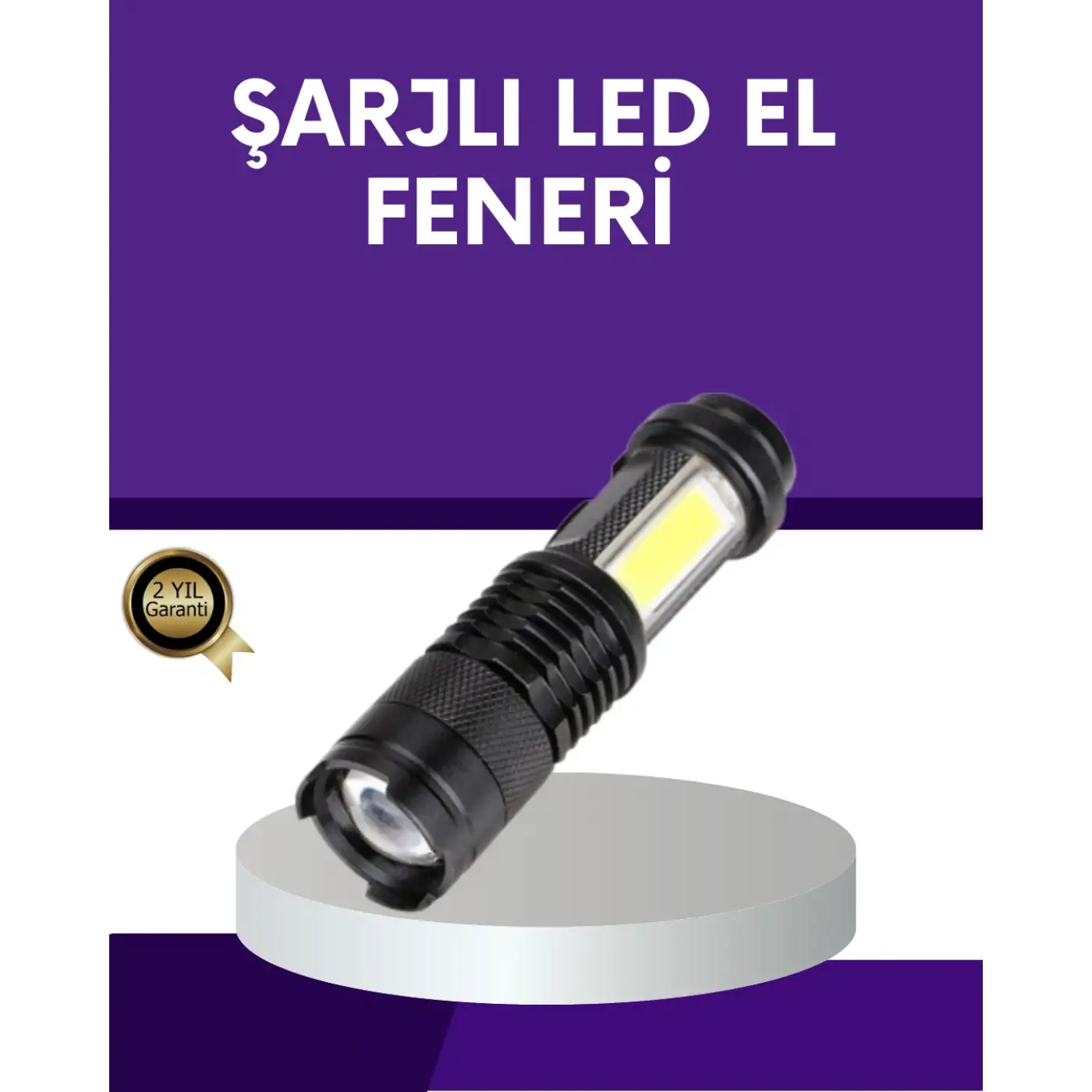 Şarjlı Mini LED El Feneri 2000 Lümen Su Geçirmez