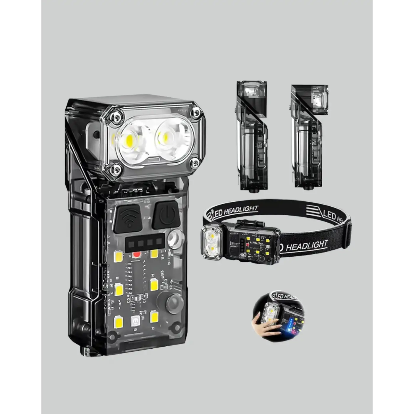 Sensörlü LED Kafa Feneri Şarj Edilebilir Manyetik Eller Serbest