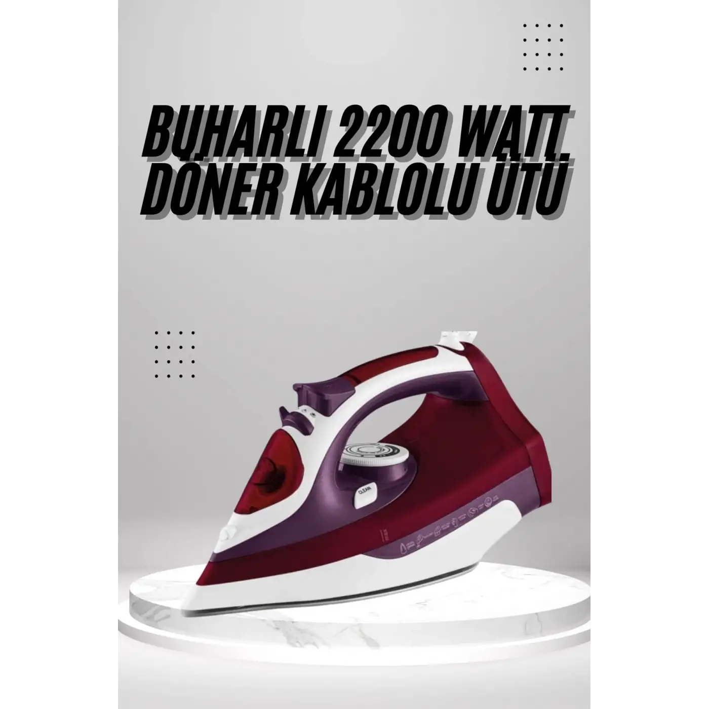 Seramik Tabanlı Kırmızı 2200 Watt Şok Buharlı Ütü