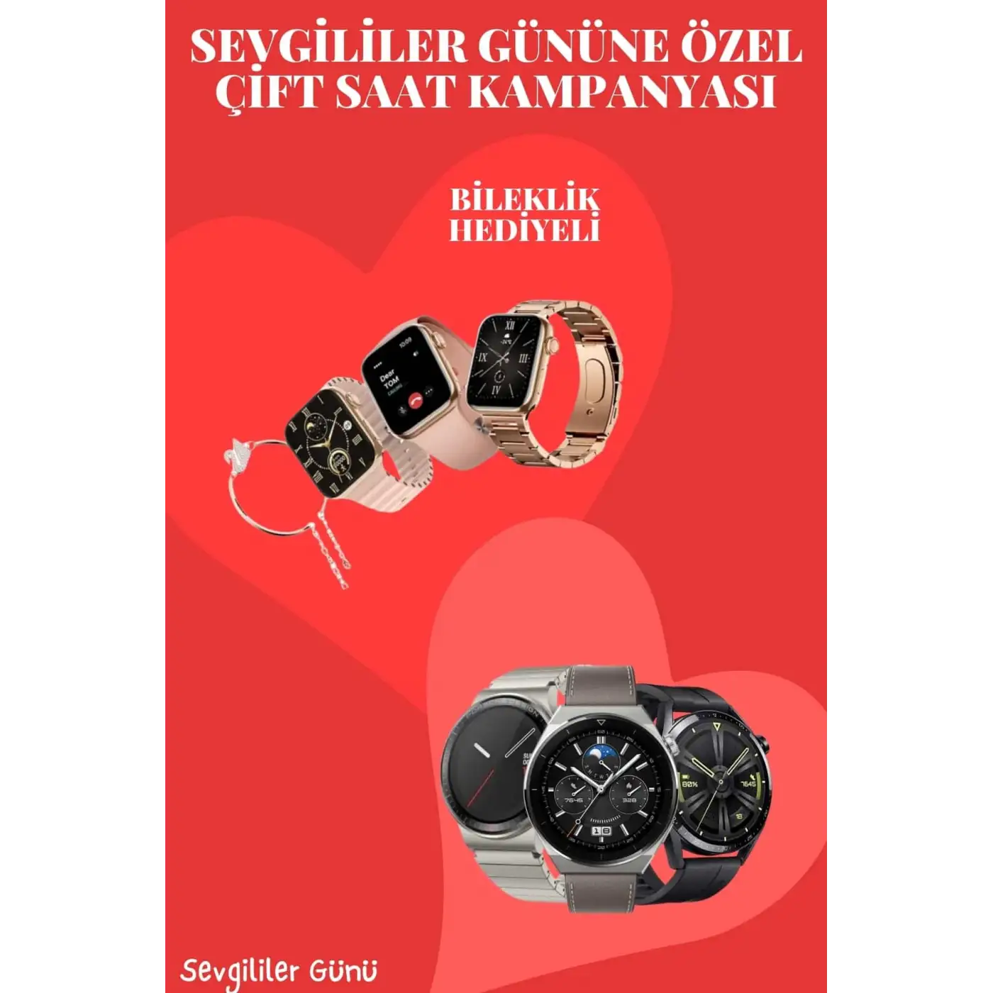 Sevgiliye Özel Yeni Nesil Akıllı Saat Çiftlere Özel Kampanya Çift Saatleri