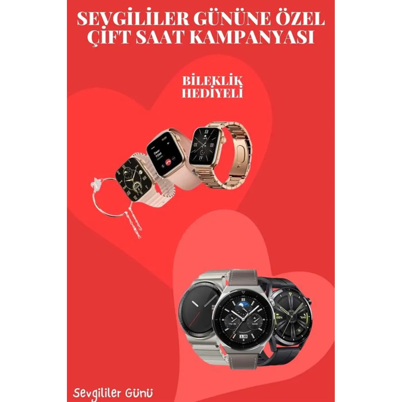 Sevgiliye Özel Yeni Nesil Akıllı Saat Çiftlere Özel Kampanya Çift Saatleri