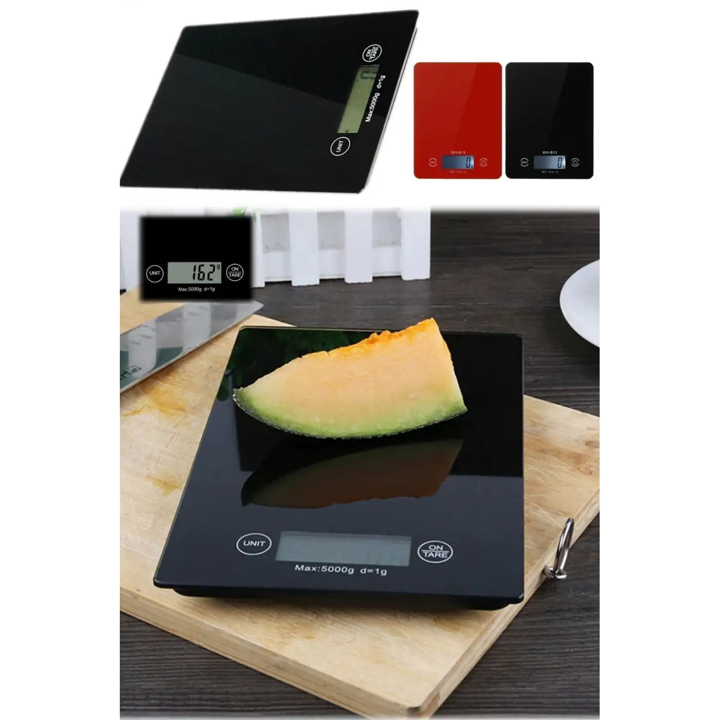 Dijital Mutfak Tartısı - 5 kg Kapasite, 1 Gram Hassasiyet, Şık Siyah Cam Tasarım