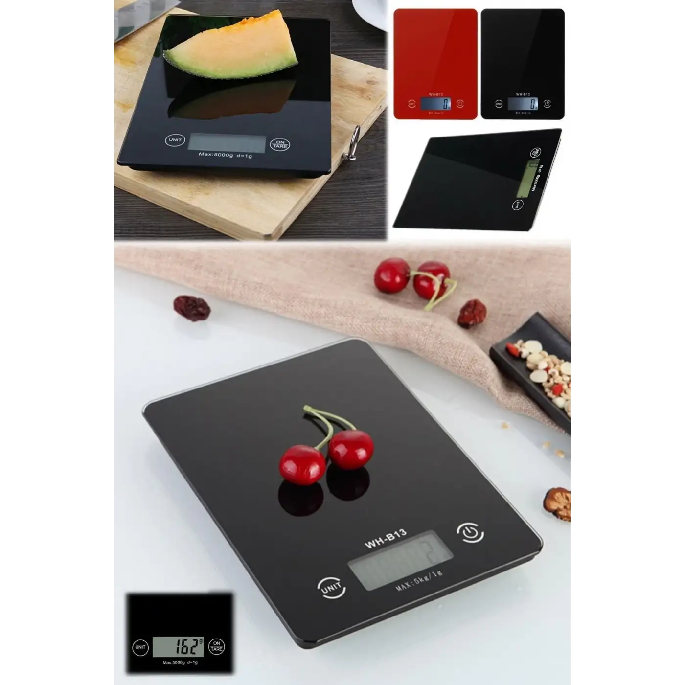 Dijital Mutfak Tartısı - 5 kg Kapasite, 1 Gram Hassasiyet, Şık Siyah Cam Tasarım