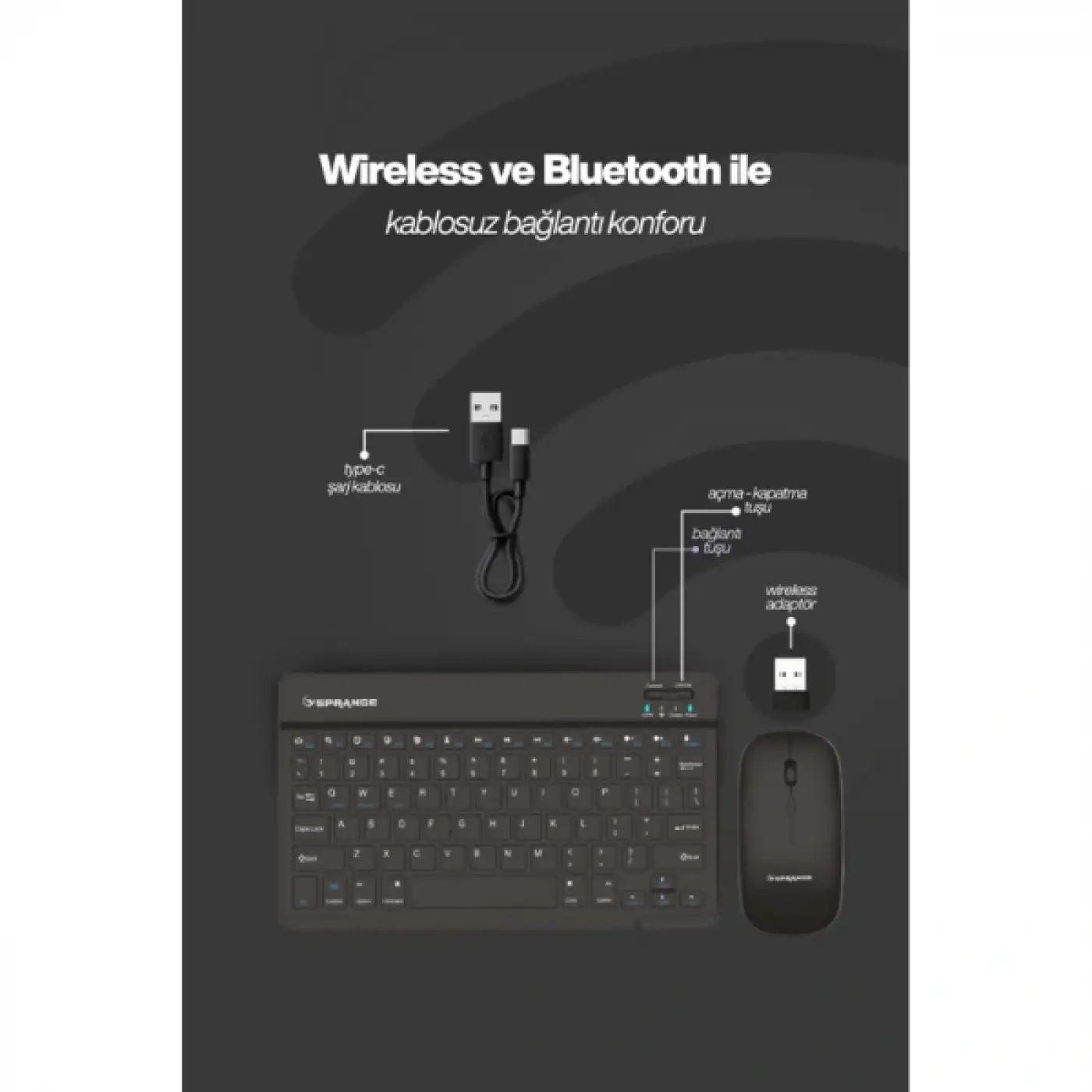 Siyah Kablosuz Klavye Ve Mouse Seti