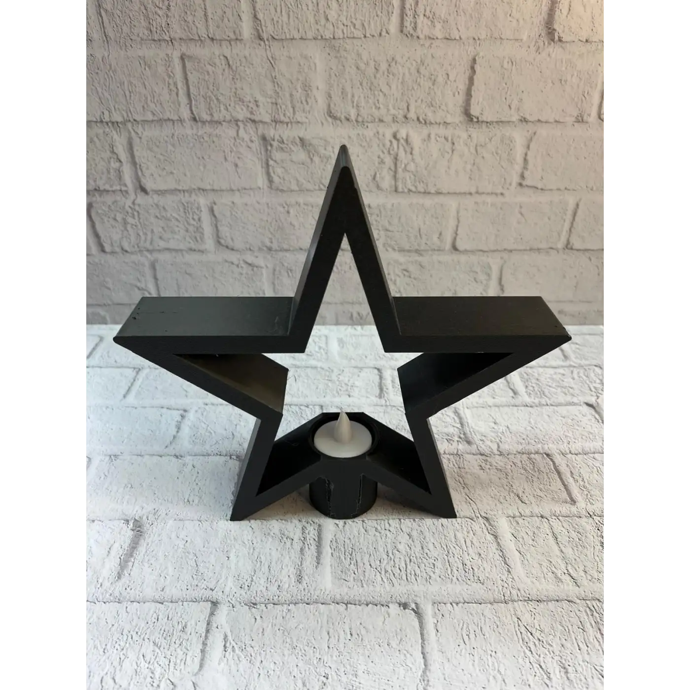 Siyah Yıldız Şeklinde Mumluk Loş Işık Dekor Aksesuarı