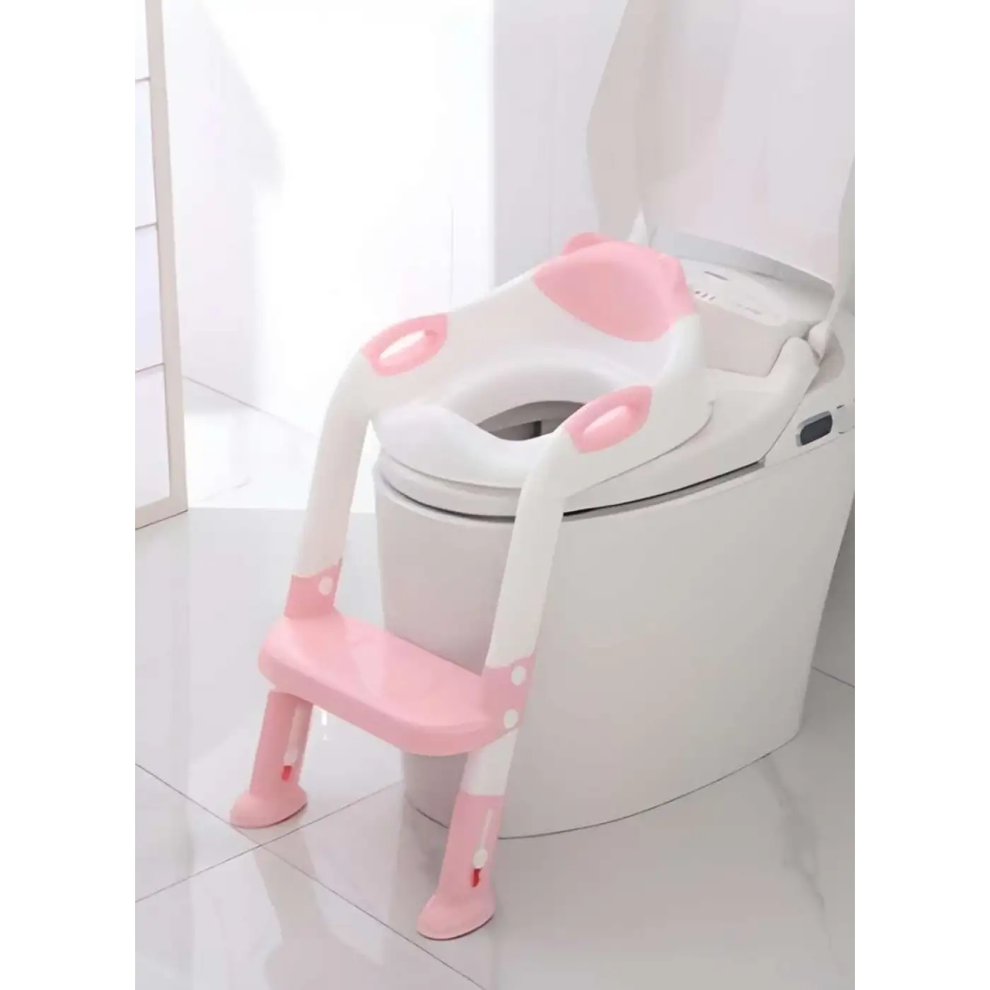 Softy Merdivenli Tuvalet Adaptörü - Çocuğunuz İçin Güvenli ve Konforlu Tuvalet Eğitimi Pembe