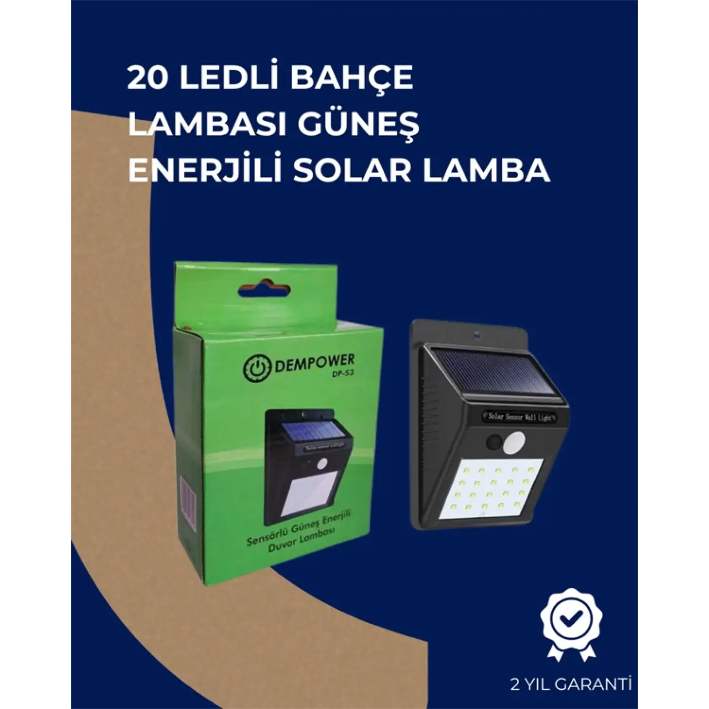 Solar Enerjili 20 LED Duvar Lambası | Hareket Sensörlü, Su Geçirmez, Kablo Gerektirmez