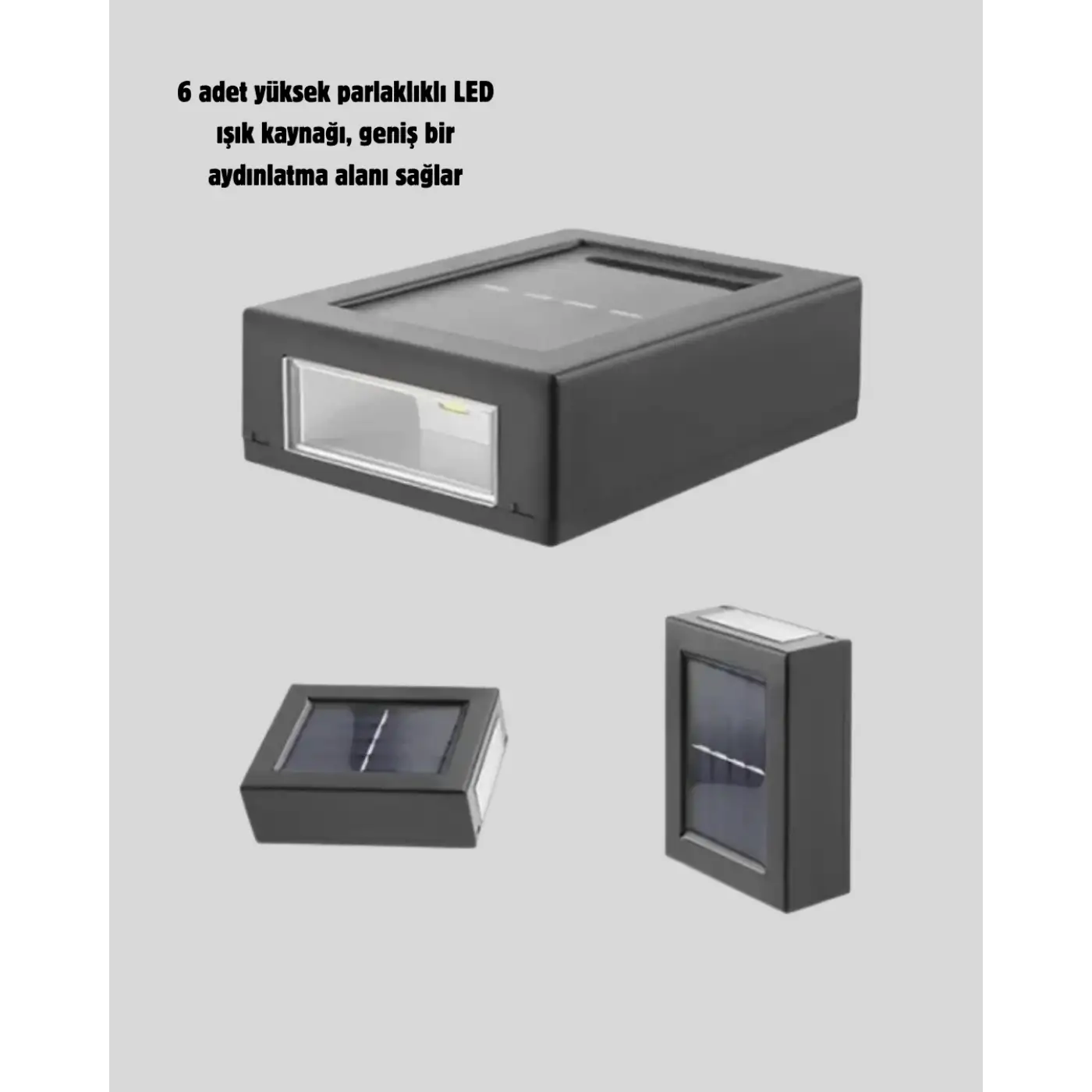 Solar Güçlü 6 LED Dış Mekan Lambası – Otomatik Aç/Kapa Işık Sensörlü Aydınlatma