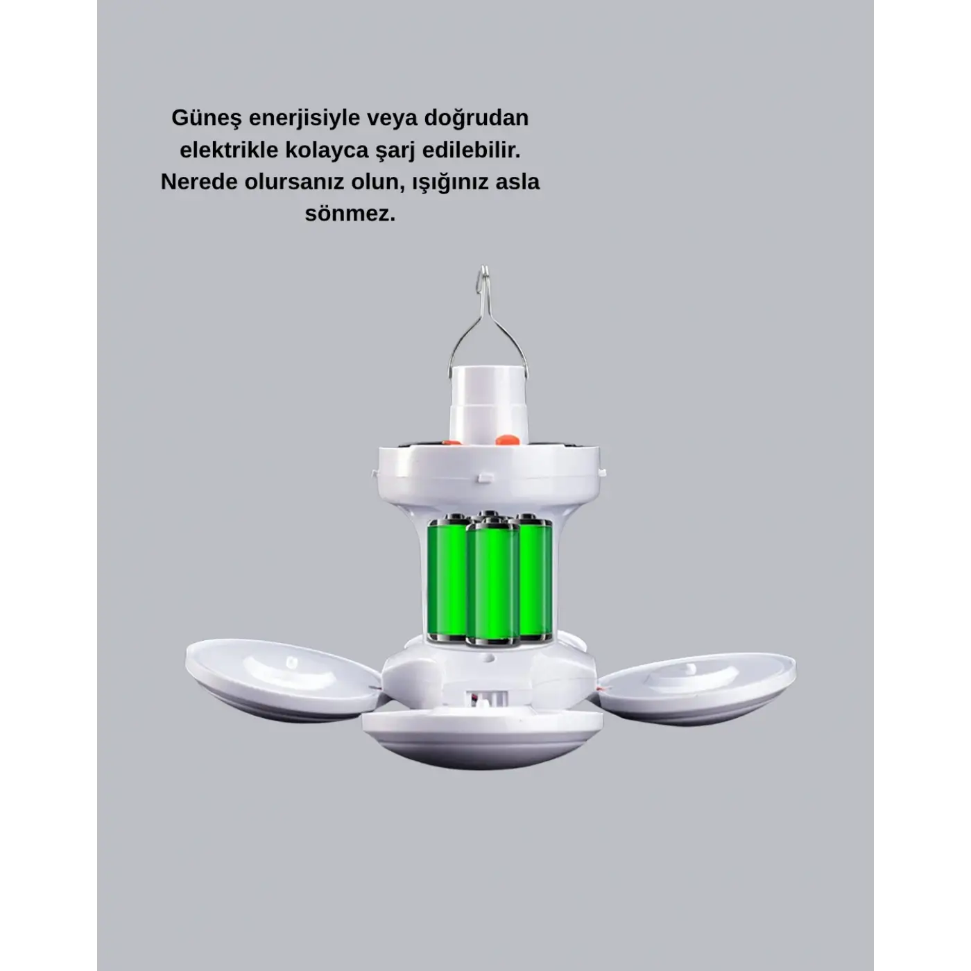 Solar Güneş Enerjili ve USB Şarjlı 5 Kanatlı LED Kamp Lambası