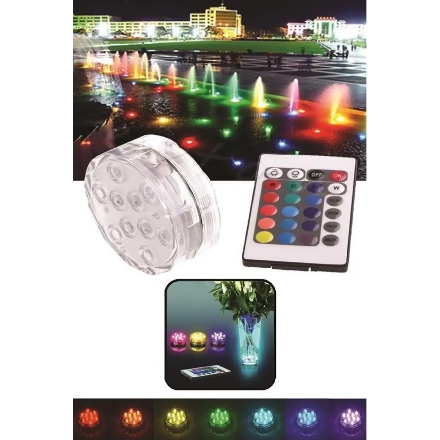 Su Geçirmez Kumandalı Renk Değiştiren Rgb Su Altı Led Lamba Spot