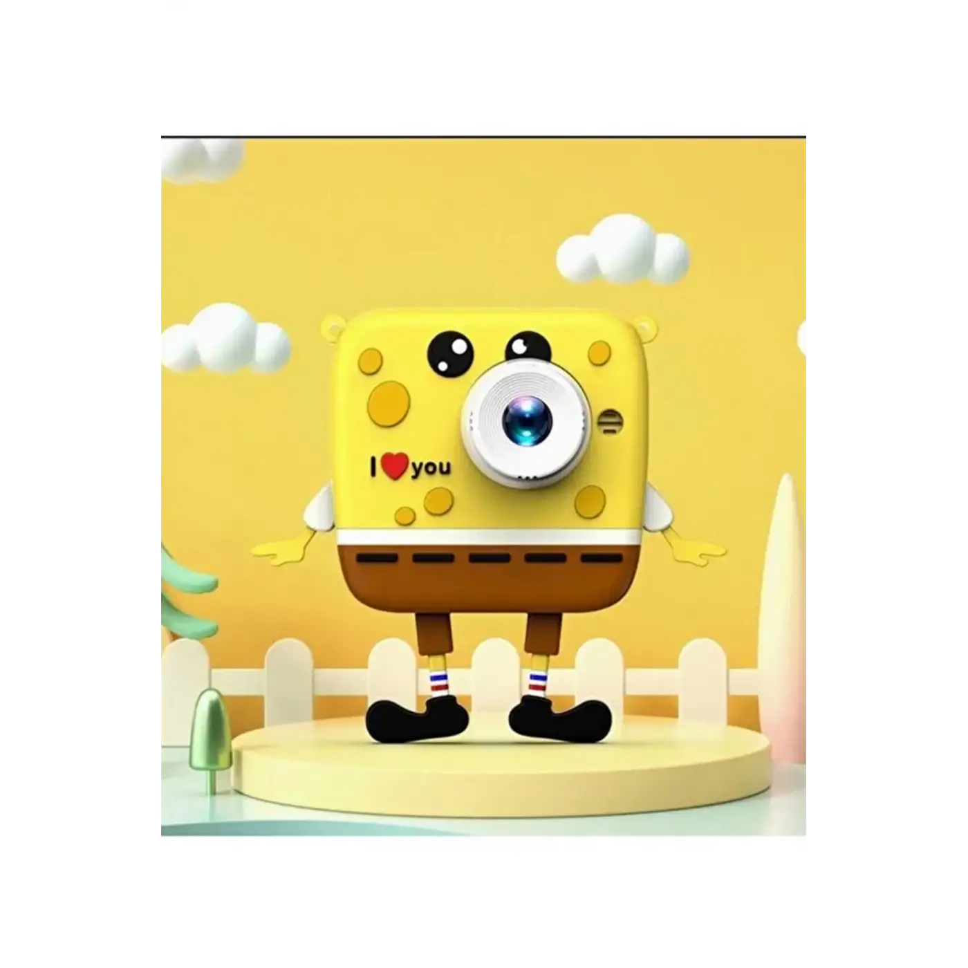 Sünger Bob Tasarımlı Yeni Nesil Çocuk Dijital Mini Fotoğraf Makinesi Çift Kamera
