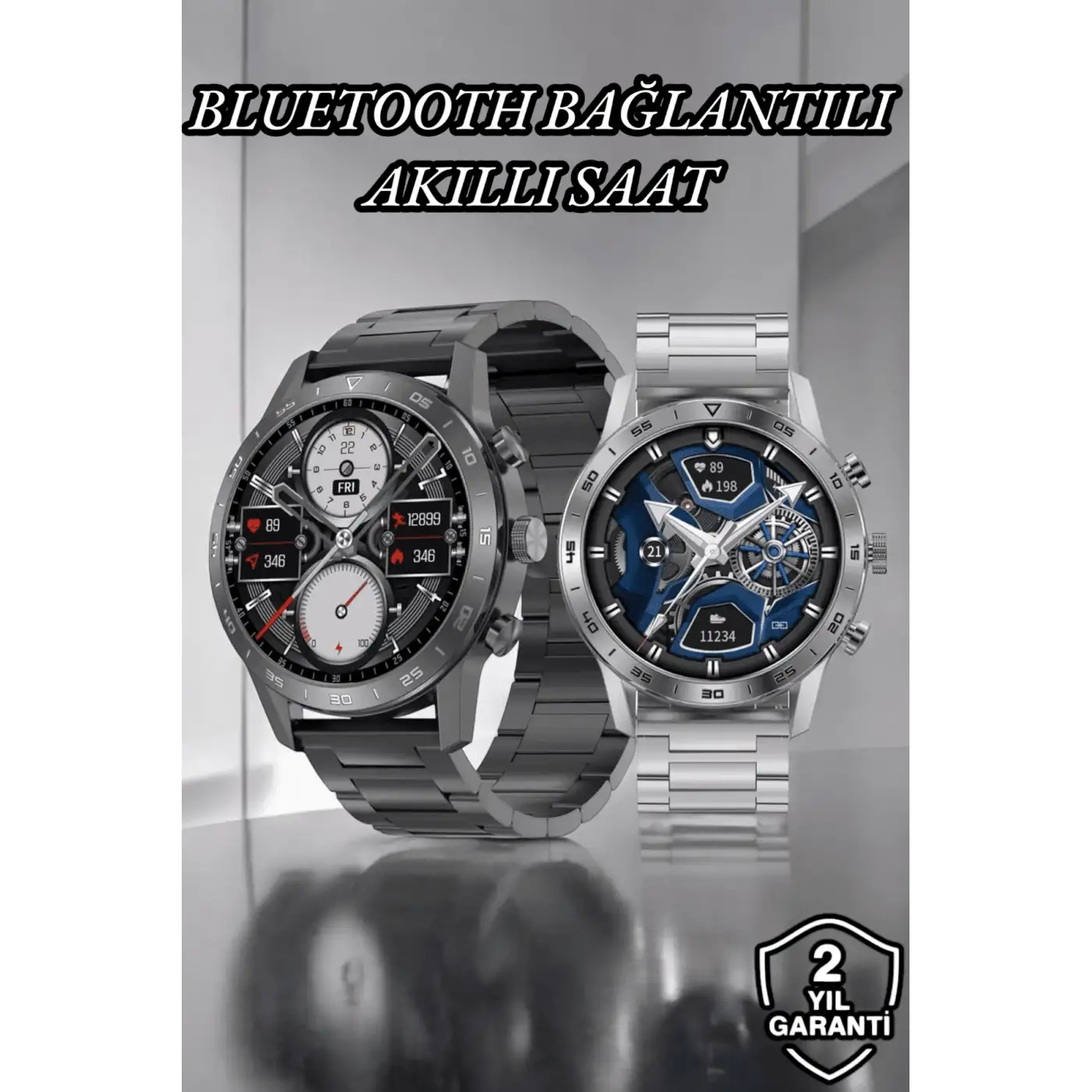 Suya Dayanıklı Dokunmatik Akıllı Saat Bluetooth 5.0, Sesli Asistan ve Sağlık Takibi