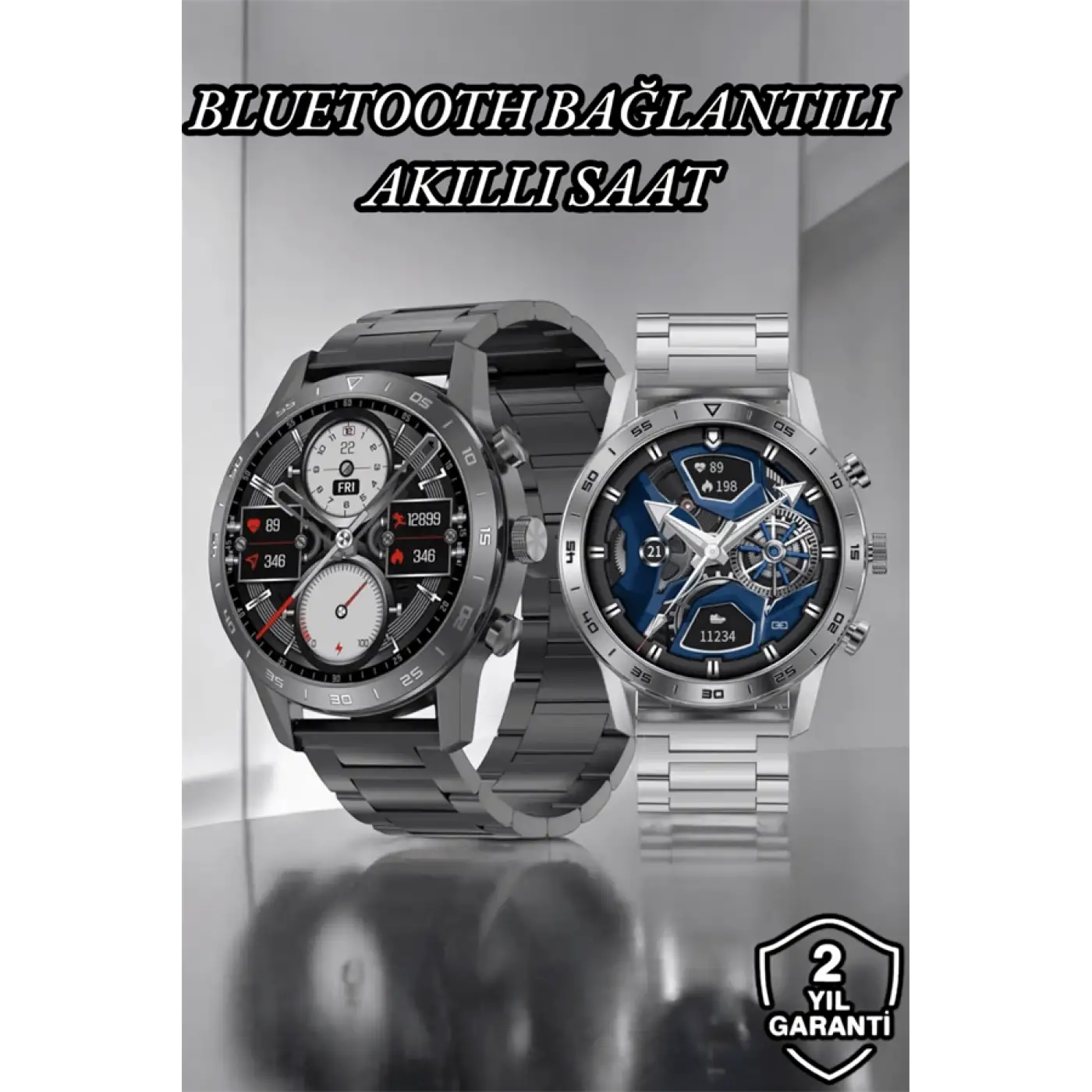 Suya Dayanıklı Dokunmatik Akıllı Saat Bluetooth 5.0, Sesli Asistan ve Sağlık Takibi