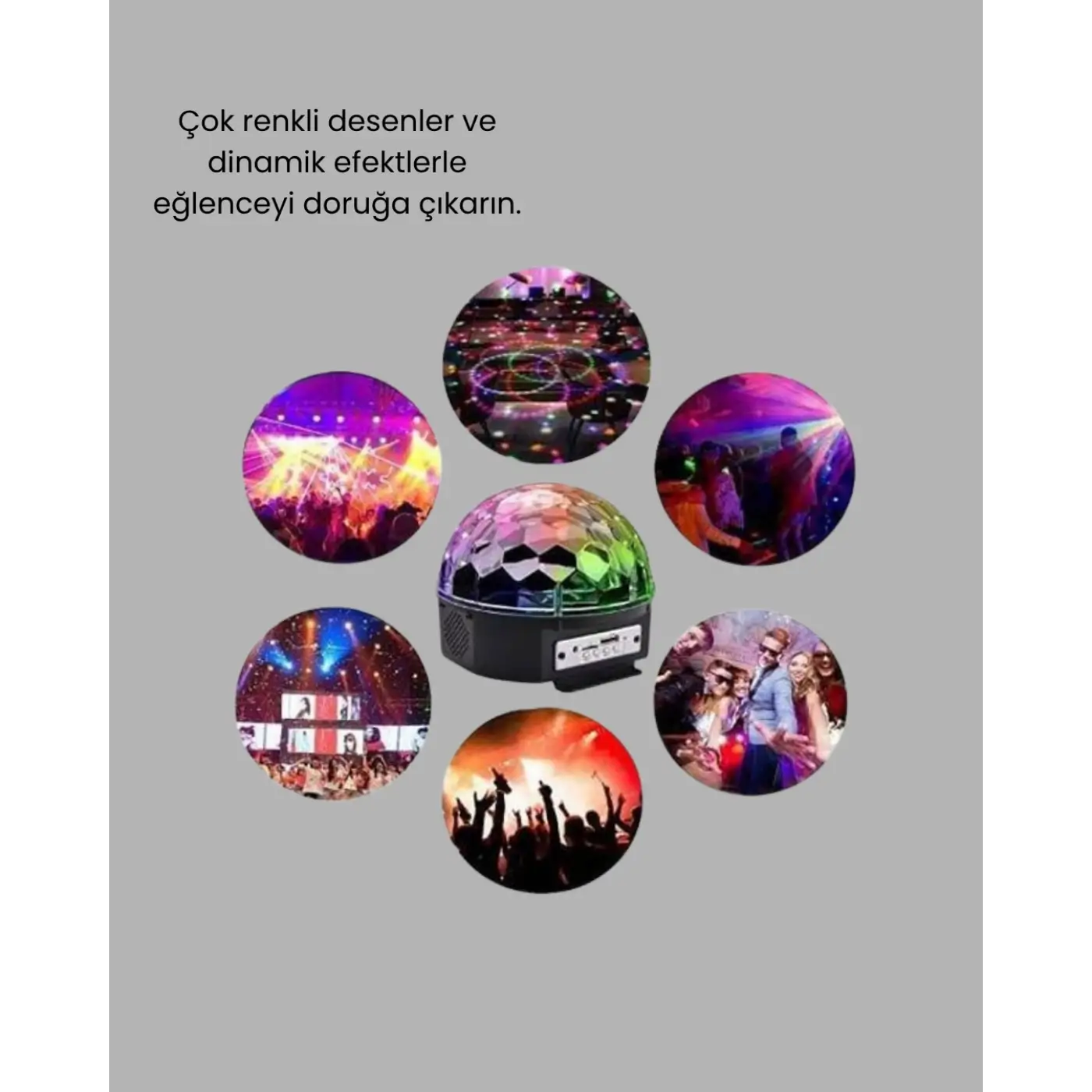 Taşınabilir Mini Disko Topu Lamba – Müzikle Senkronize Işık Efekti ve Parti Atmosferi