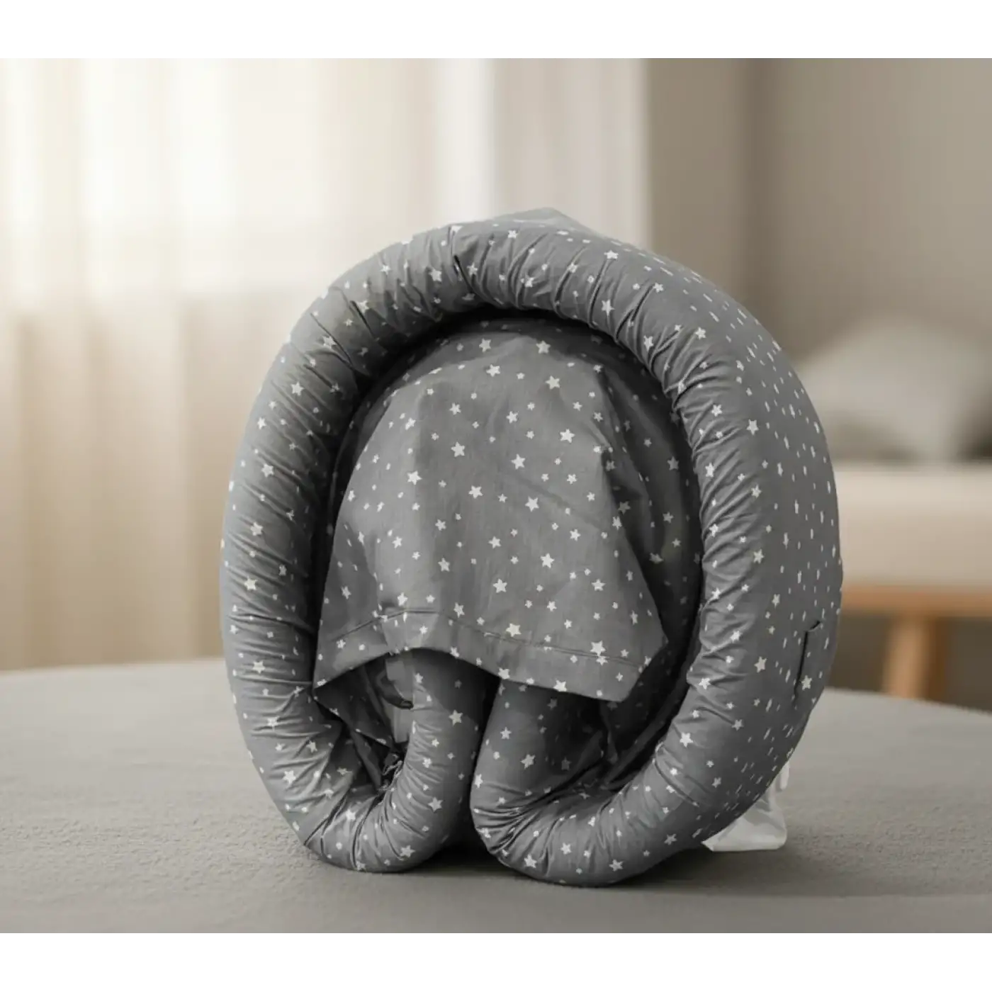 Taşınabilir Portatif Bebek Yatağı,Sırt Çantasına Dönüşebilen Portatif Bebek Beşiği (Gri)