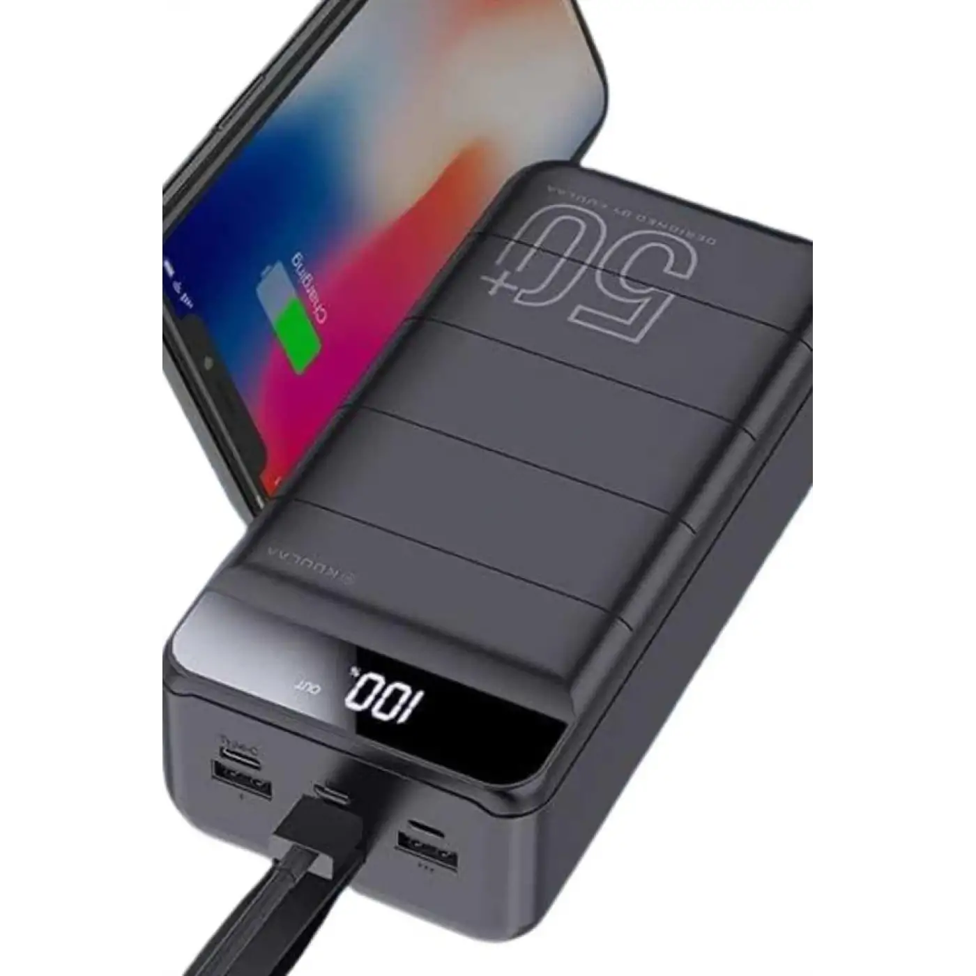 Taşınabilir Powerbank 50.000 mAh 4 Girişli Hızlı Şarj Led Göstergeli Fenerli Şarj