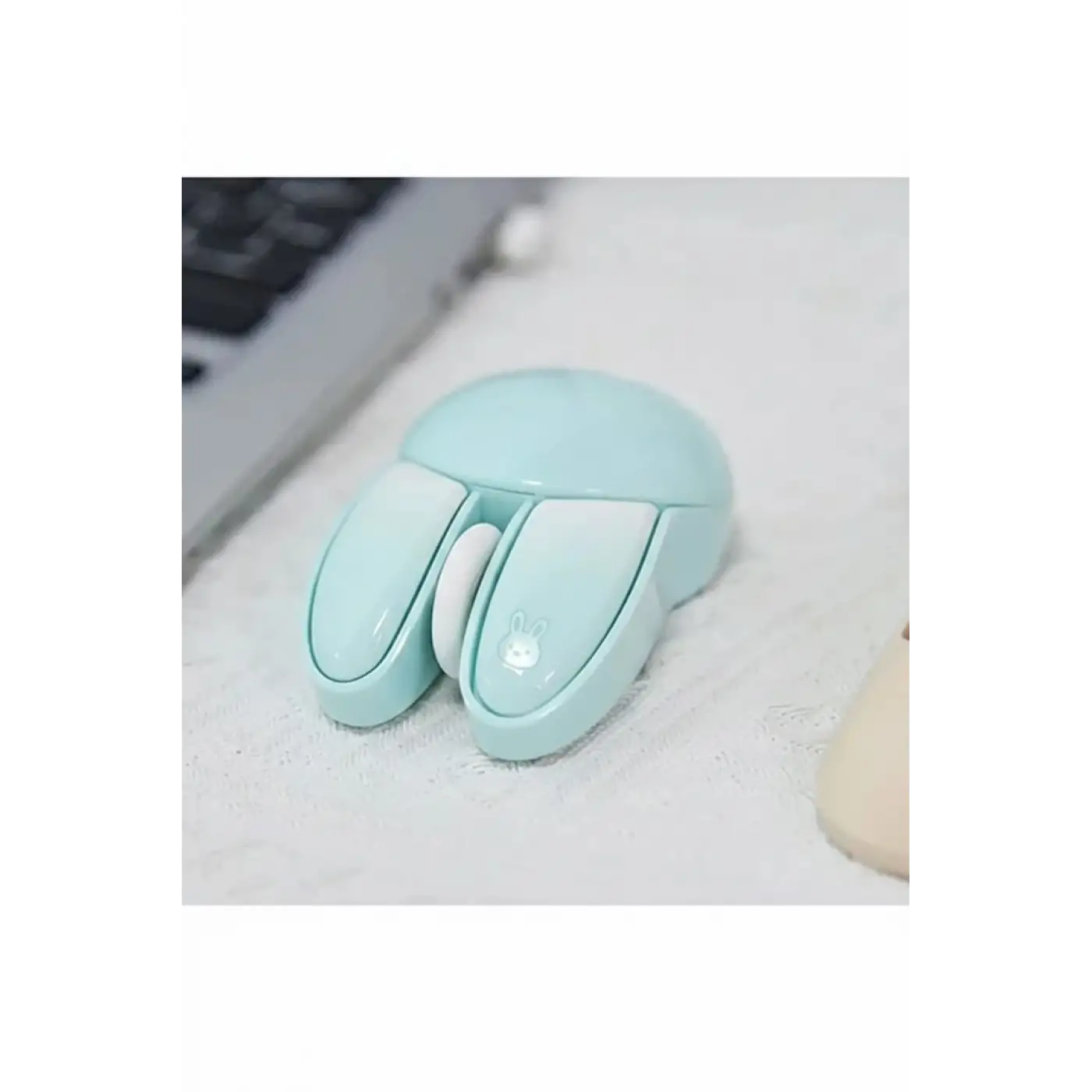 Tavşan Figürlü Kablosuz Mouse Pil Dahil Etiket Hediyeli Mavi
