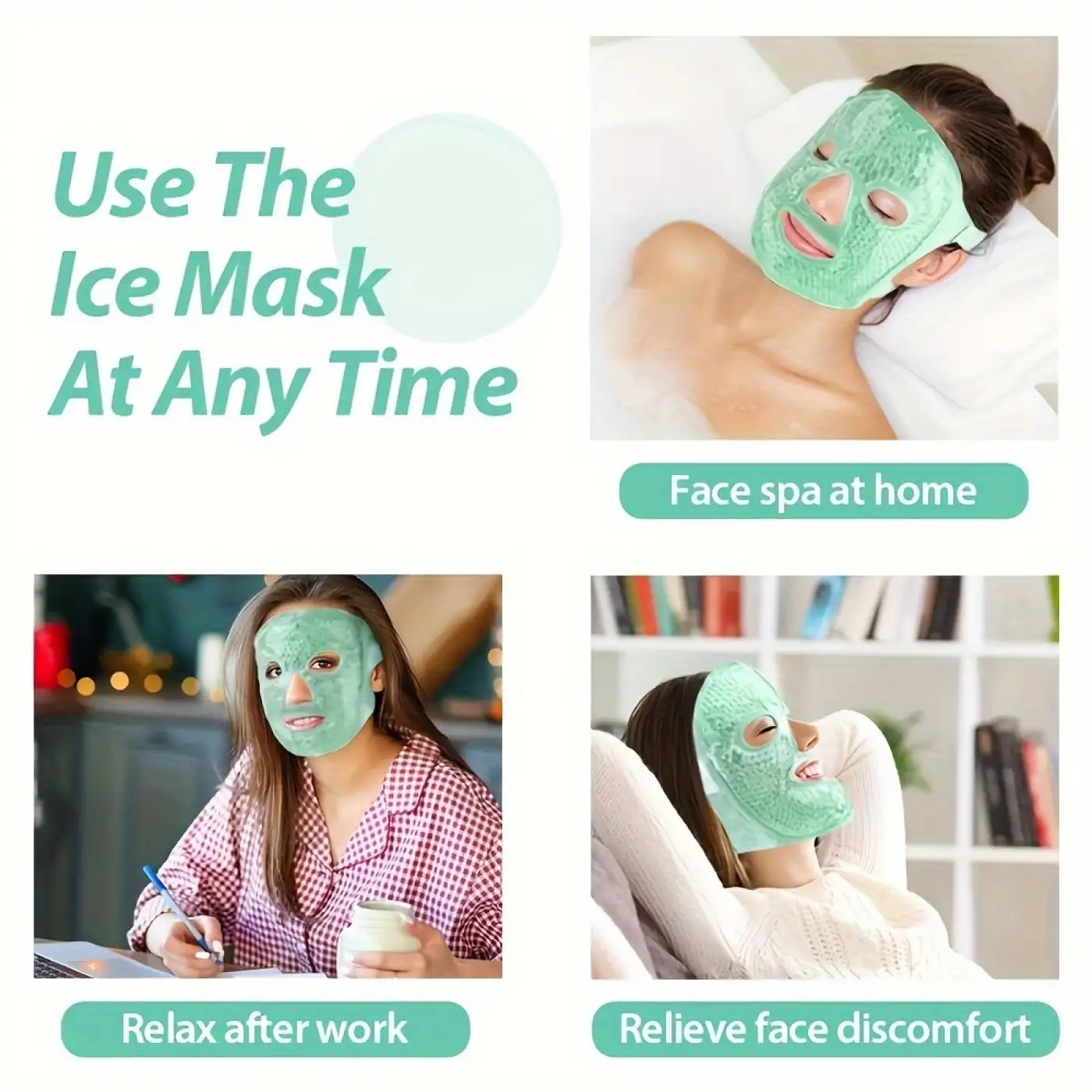 Terapi Jel Yüz Maskesi Soğuk Ve Sıcak Boncuklu Ayarlanabilir Maske (Yeşil)