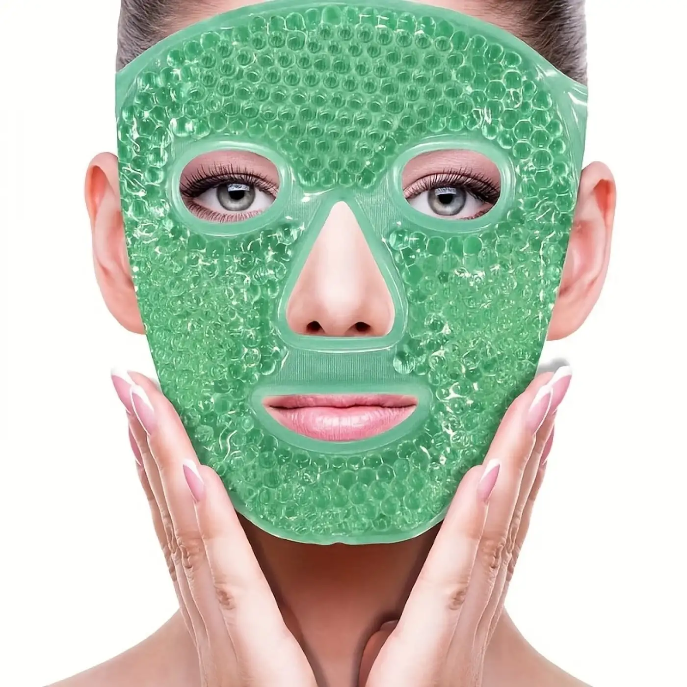 Terapi Jel Yüz Maskesi Soğuk Ve Sıcak Boncuklu Ayarlanabilir Maske (Yeşil)