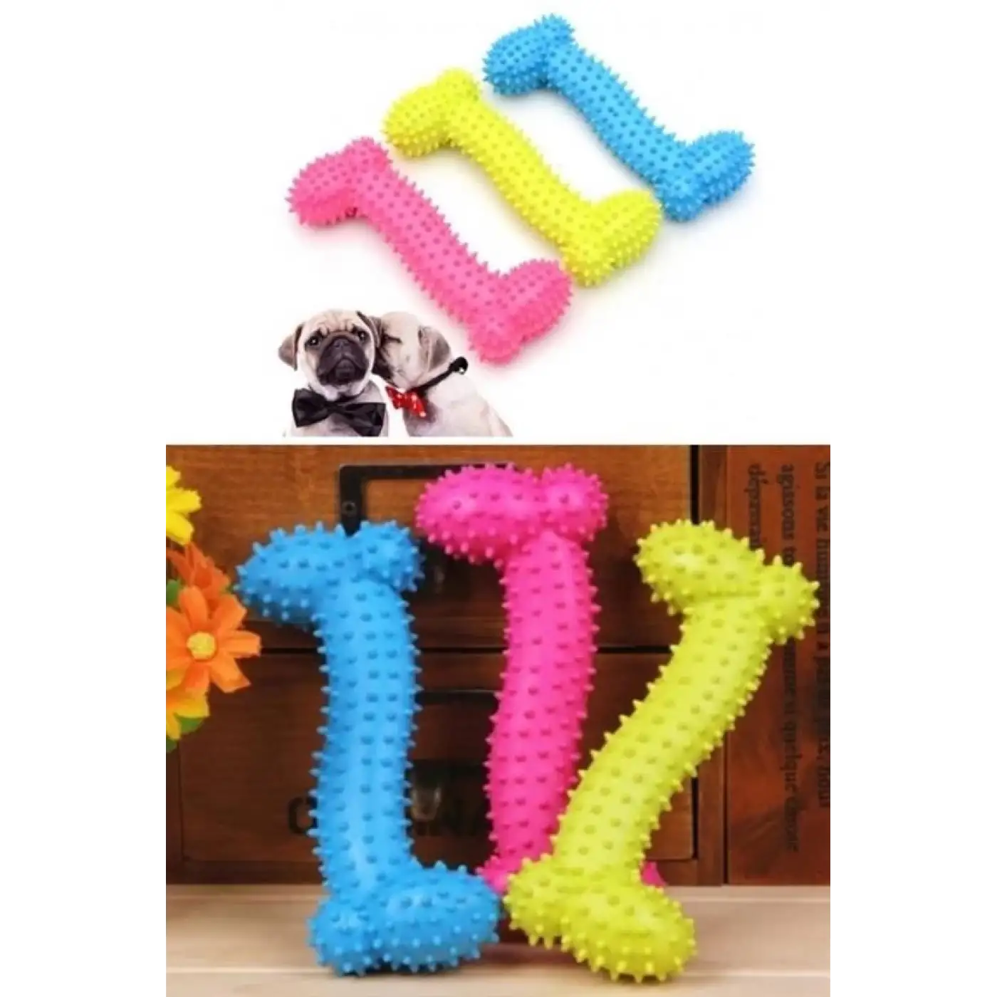 Tiny Kemik Oyuncağı Tırtıklı Yüzey Küçük Kemik Plastik Köpek Oyuncağı