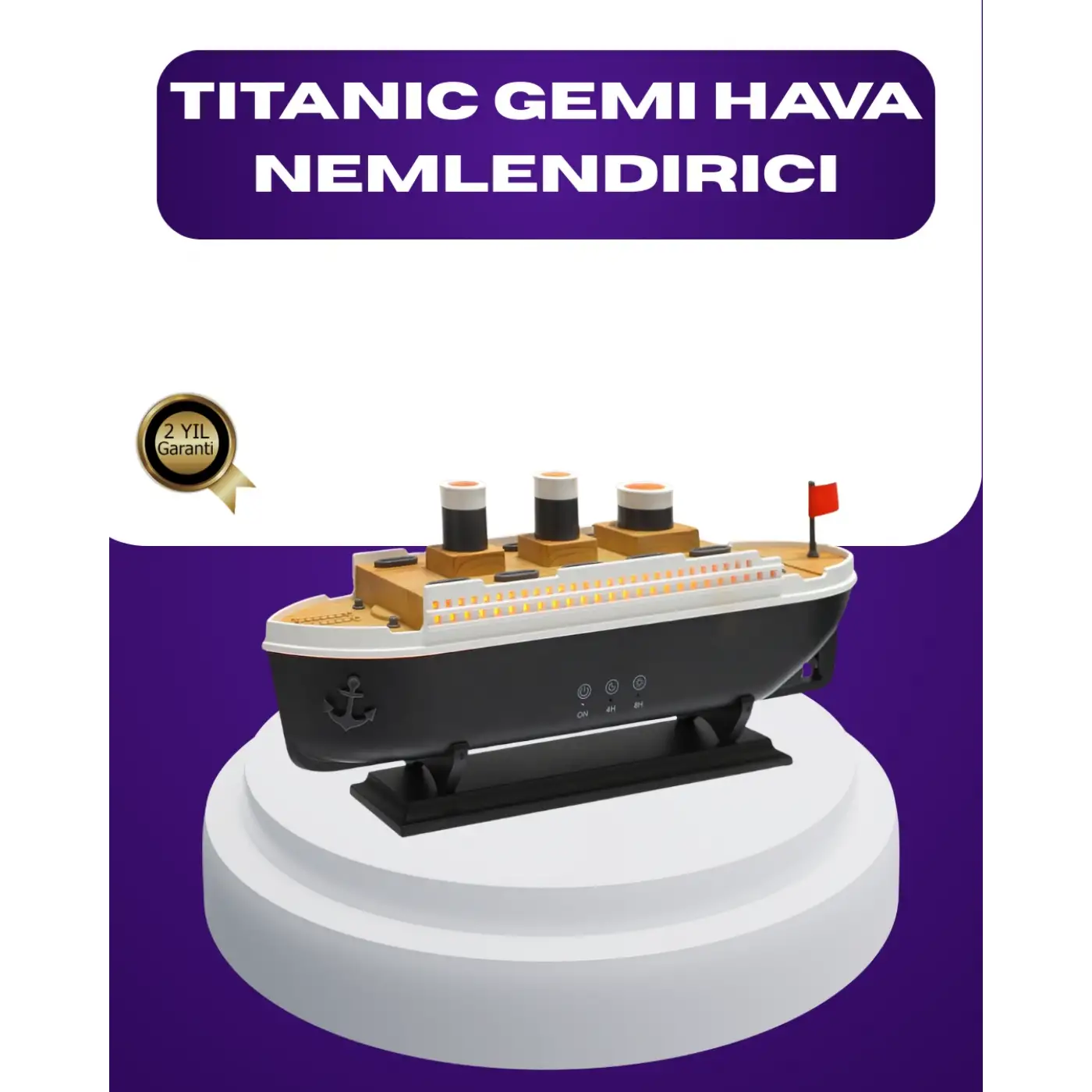 Titanik Gemi Tasarımlı LED Işıklı Hava Nemlendirici Buhar Efektli Oda Difüzörü