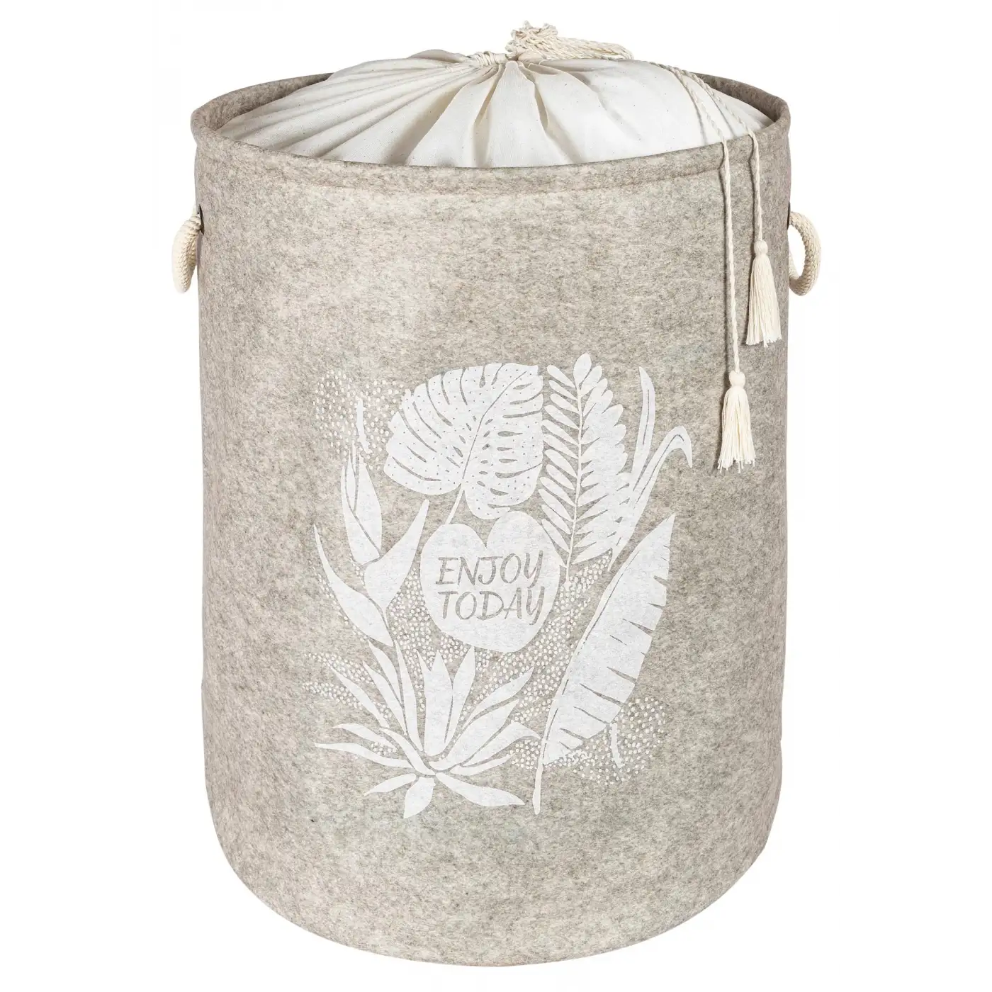 Torbalı ve Kulplu Püskül Detaylı Düzenleyici Çok Amaçlı Organizer Keçe Sepet -03631