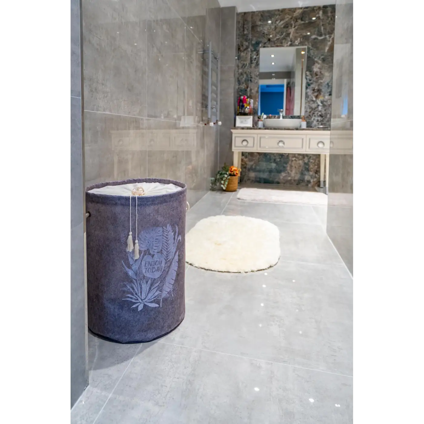 Torbalı ve Kulplu Püskül Detaylı Düzenleyici Çok Amaçlı Organizer Keçe Sepet -03631