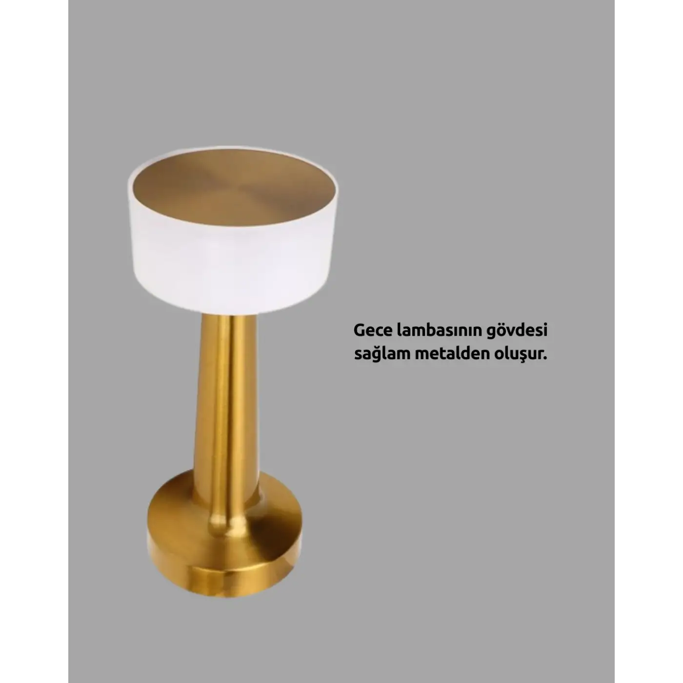 Touch Gece Lambası – Dokunmatik Kontrol, Kablosuz Kullanım, Metal Gövde