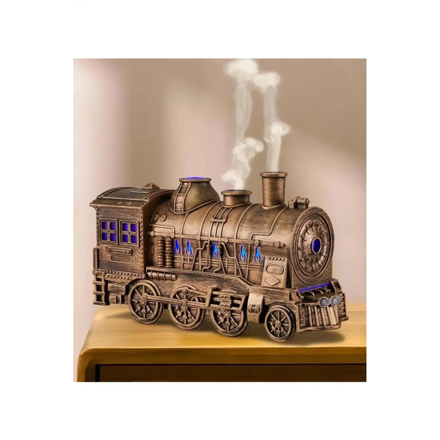 Tren Şeklinde Buharlı Oda Hava Nemlendirici Işık Buhar Makinesi Kumandalı