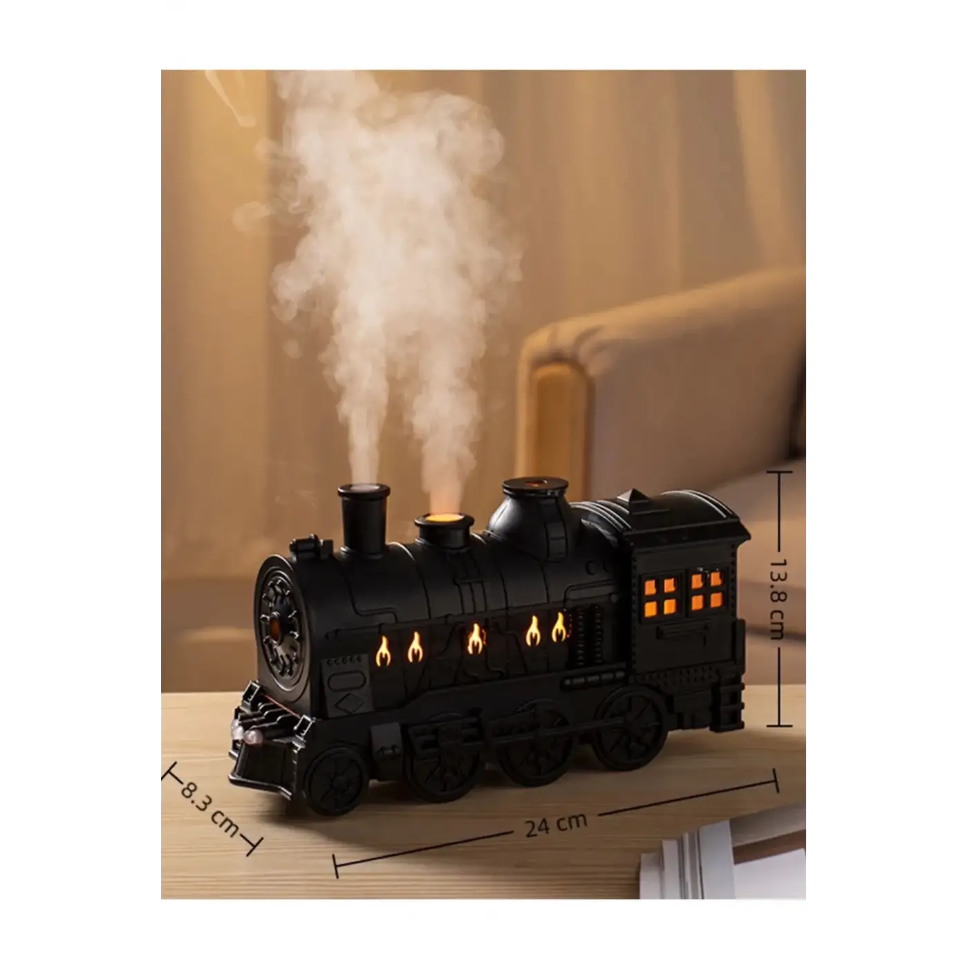 Tren Şeklinde Buharlı Oda Hava Nemlendirici Işık Buhar Makinesi Kumandalı