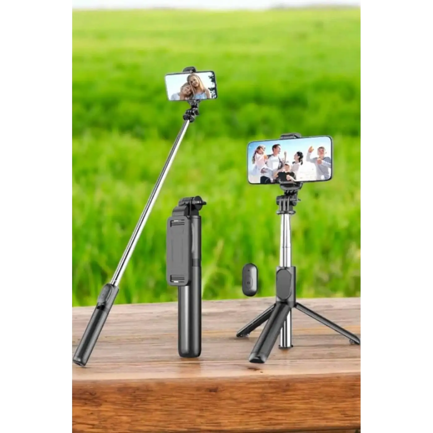 Tripod Kablosuz Bluetooth Bağlantılı Selfie Çubuğu 360 Derece Dönebilen