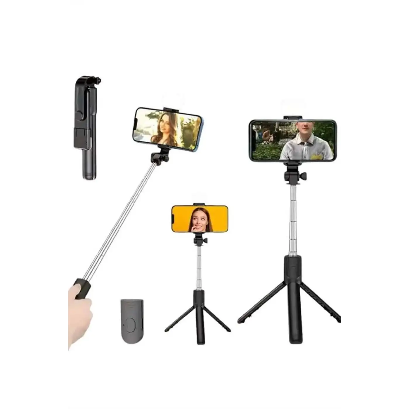 Tripod Selfie Çubuğu Bluetooth Kumandalı Kablosuz Led Işıklı