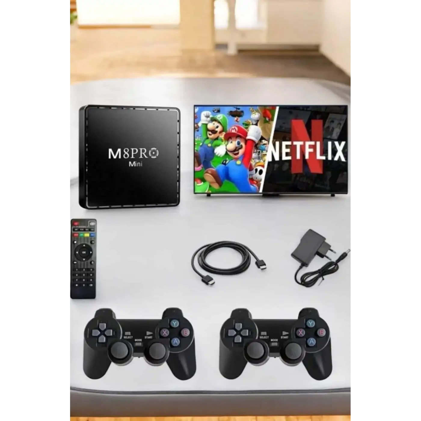 TV Box Çift Oyun Kollu 10000 Oyunlu Atari