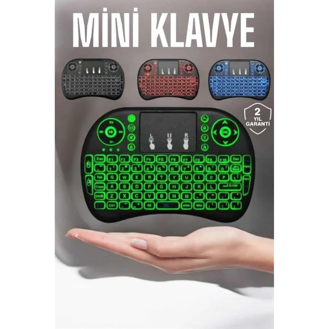 TV Uyumlu Mini Klavye Q Klavye Işıklı Tüm Cihazlara Uyumlu