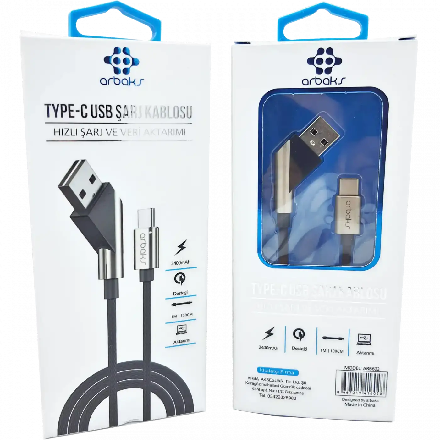 TYPE-C Metal Hızlı Şarj Ve Veri Aktarımı Arbaks ARB602