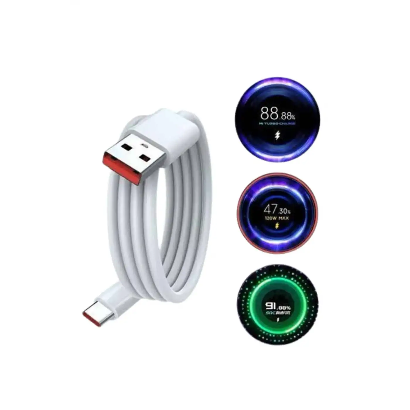 Type C Yüksek Hızlı Şarj Aleti Beyaz 120W Ultra Uzun Ömürlü