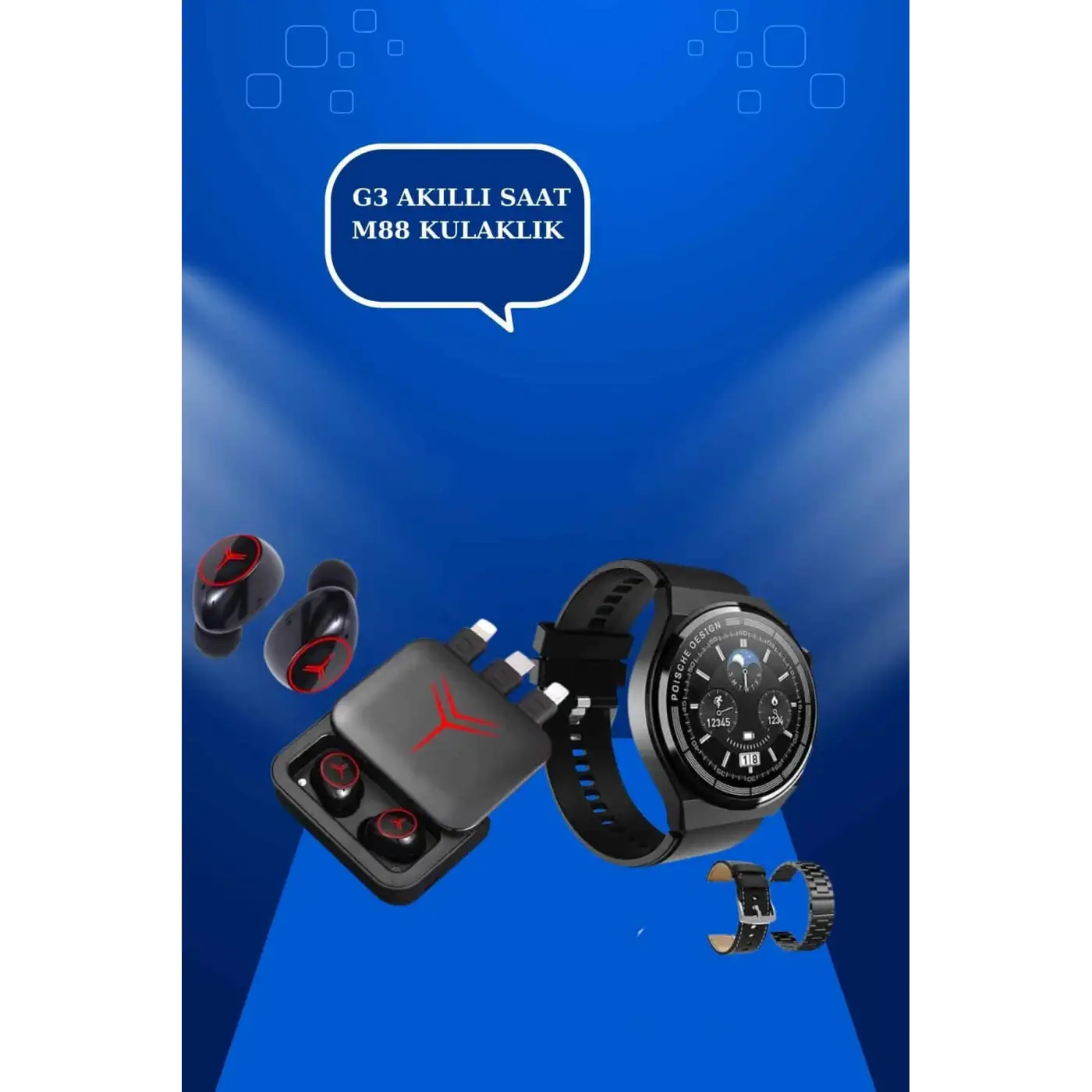 Ucuz Kaliteli Akıllı Saat ve Powerbank Bluetooth Kulaklık 5.1 Stereo ANC Özelliği