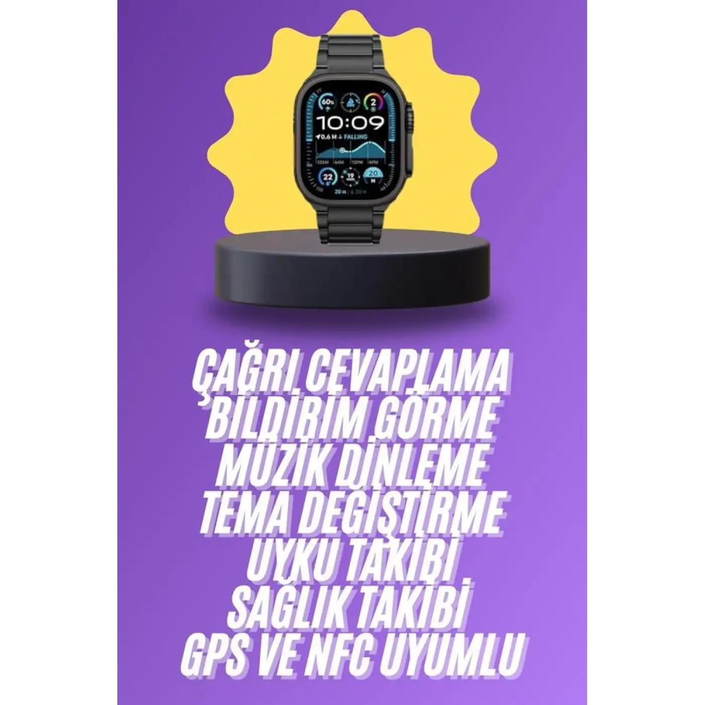 Ultra 3 Kordonlu Amoled Ekran Akıllı Saat Çok Fonksiyonlu Uyku ve Sağlık Takibi