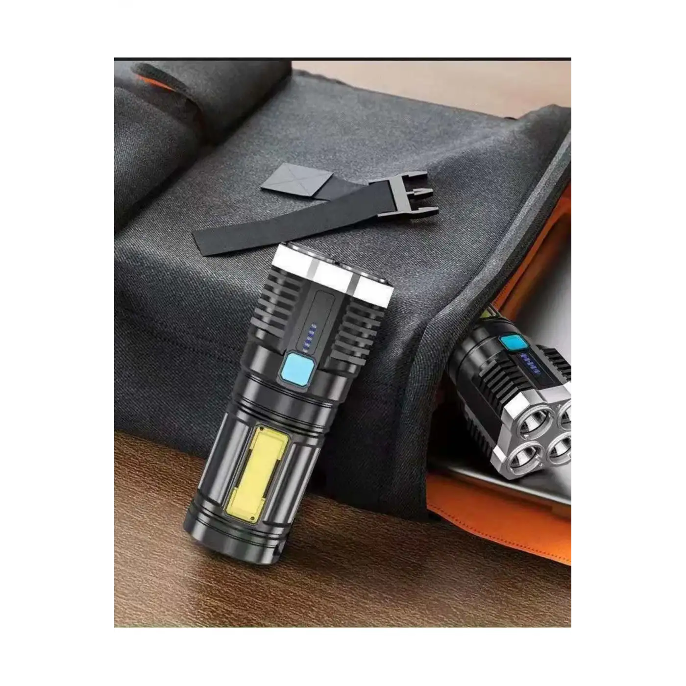 Ultra Parlak El Feneri Usb Şarj 4 Led+Yan Cob Led Taktik Günlük Hayat Kamp Avcılık El Feneri